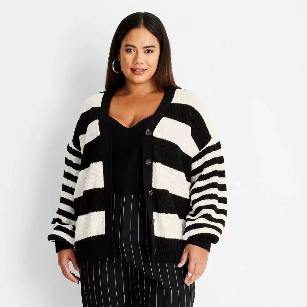 EUC Striped Slouchy Cardigan - Future Collective™ w/Kahlana Barfield Brown, XXS